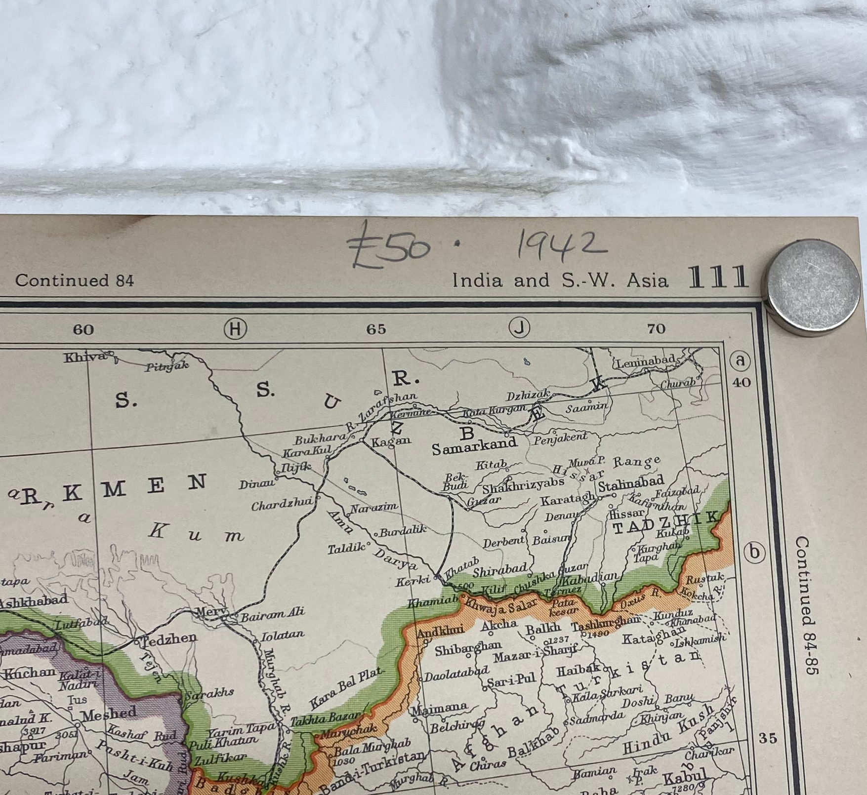 photo of the same map, showing the upper right where the price and date is, zoomed in