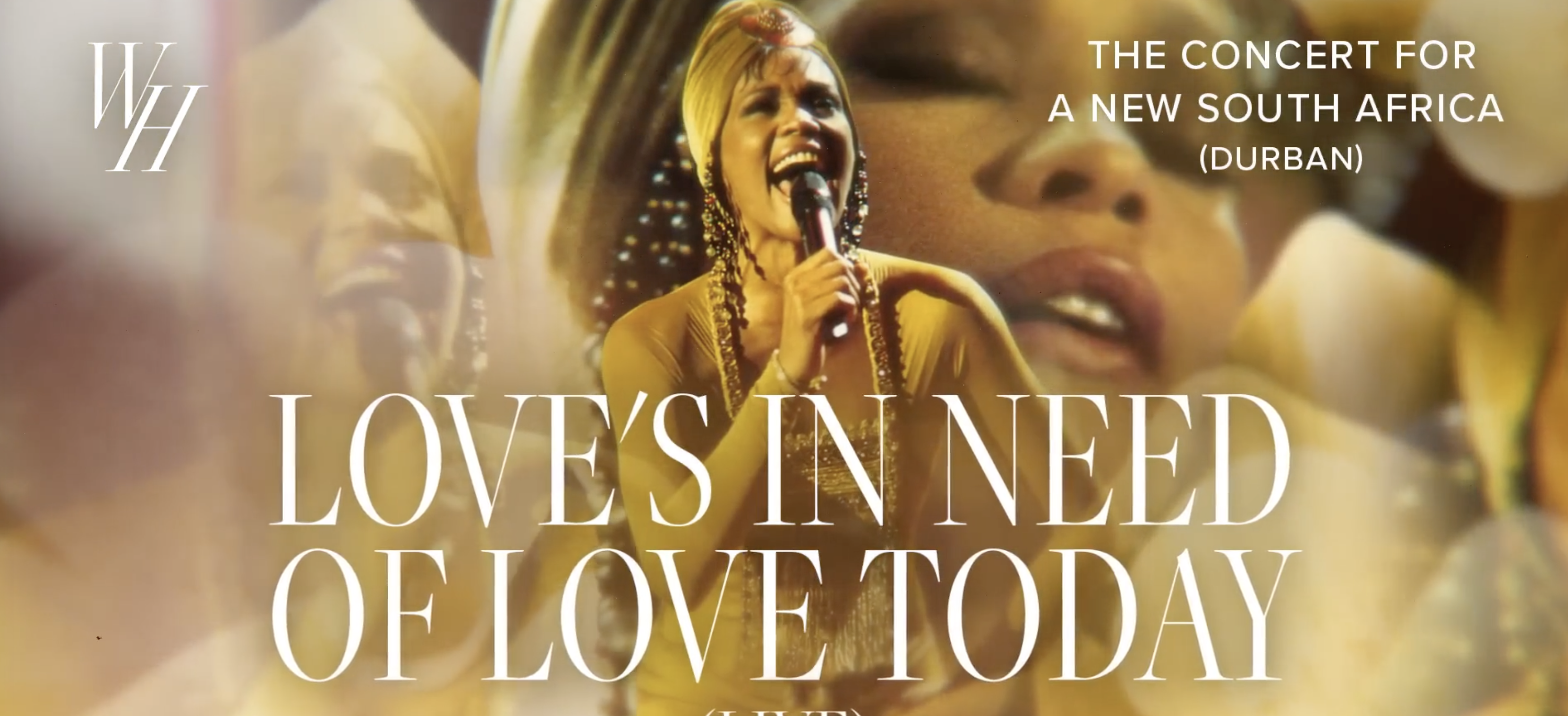 screen shot of video of Whitney Houston performing Love's In Need of Love Today in 1993 in South Africa